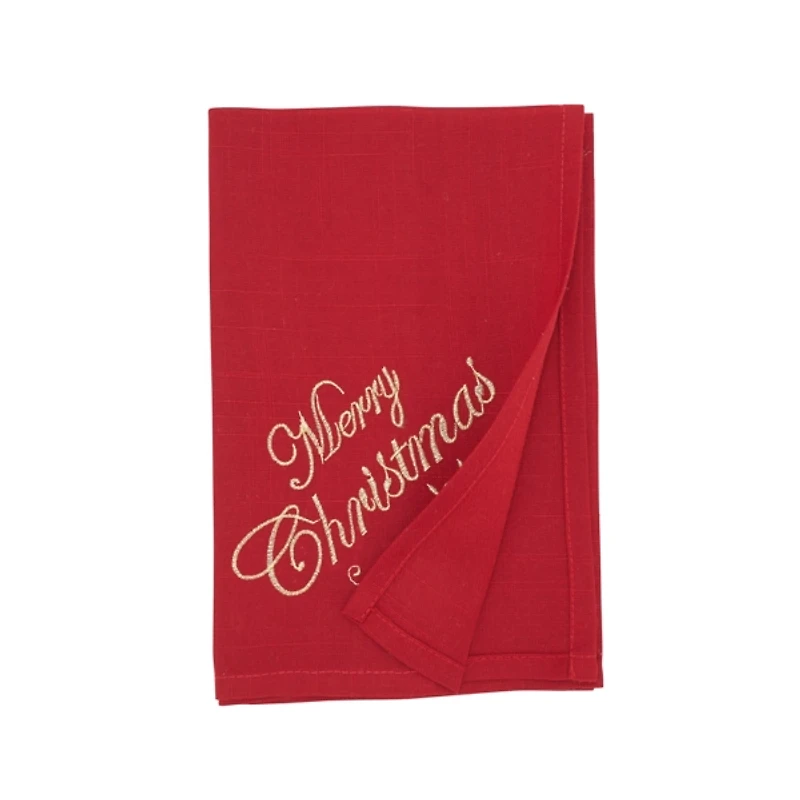 Red and Gold Merry Christmas Napkins, Set of 4
