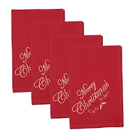 Red and Gold Merry Christmas Napkins, Set of 4