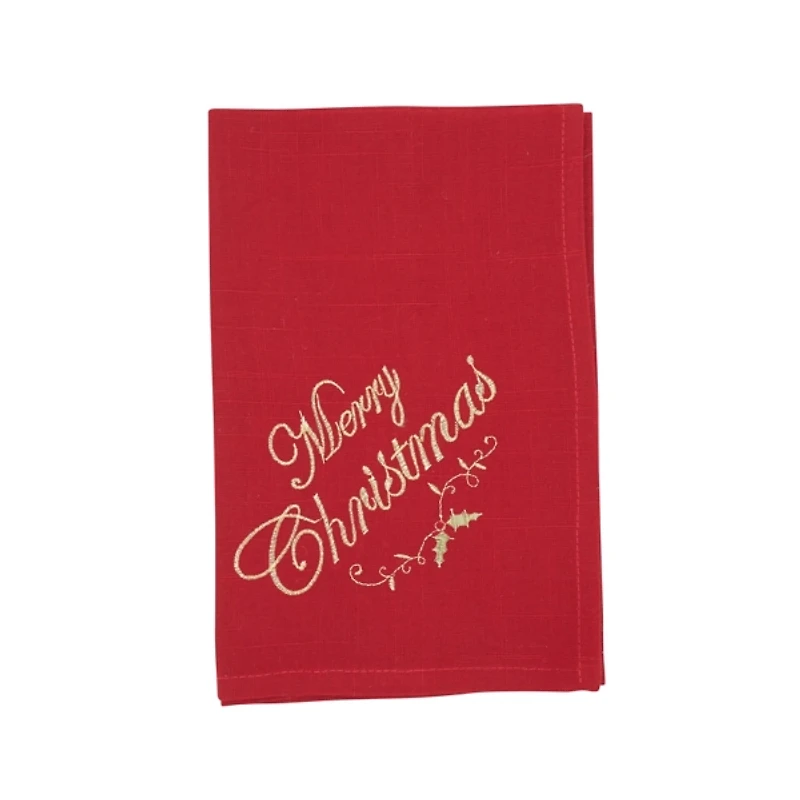 Red and Gold Merry Christmas Napkins, Set of 4