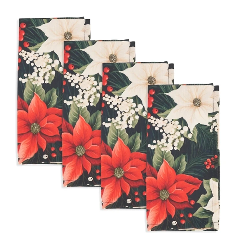 Winter Bloom Poinsettia Napkins, Set of 4