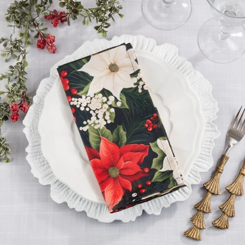 Winter Bloom Poinsettia Napkins, Set of 4