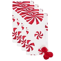 Peppermint Pom Pom Napkins, Set of 4