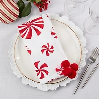 Peppermint Pom Pom Napkins, Set of 4