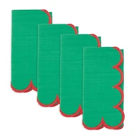 Green and Red Scalloped Napkins, Set of 4