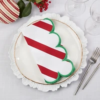 Red Stripe Scalloped Napkins, Set of 4
