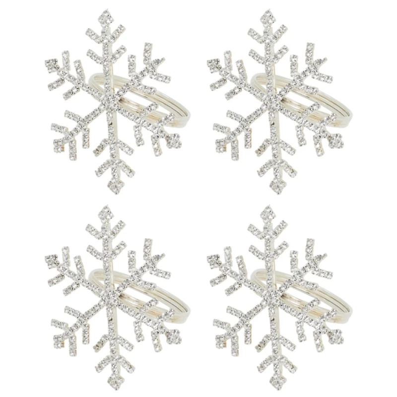 Beaded Snowflake Napkin Rings, Set of 4