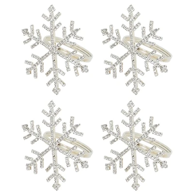 Beaded Snowflake Napkin Rings, Set of 4