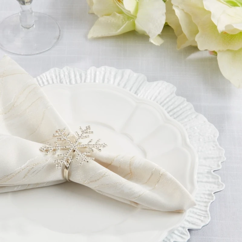 Beaded Snowflake Napkin Rings, Set of 4