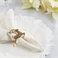 Gold Beaded Reindeer Napkin Rings, Set of 4