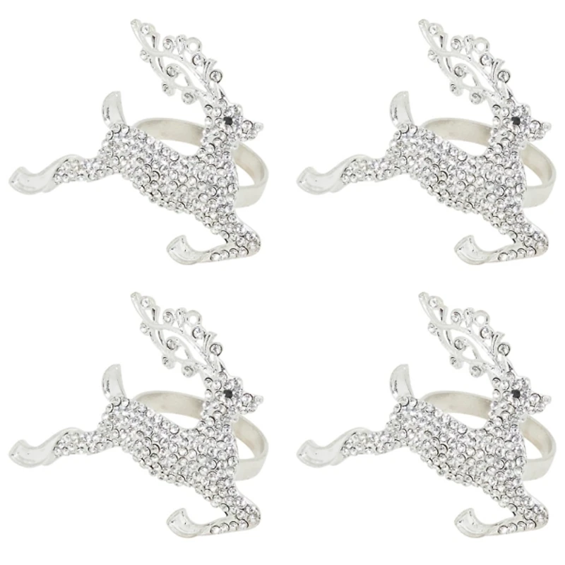 Beaded Reindeer Napkin Rings, Set of 4