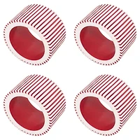 Red and White Ribbed Napkin Rings, Set of 4
