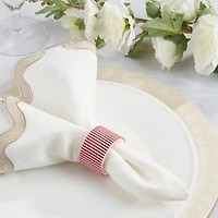Red and White Ribbed Napkin Rings, Set of 4
