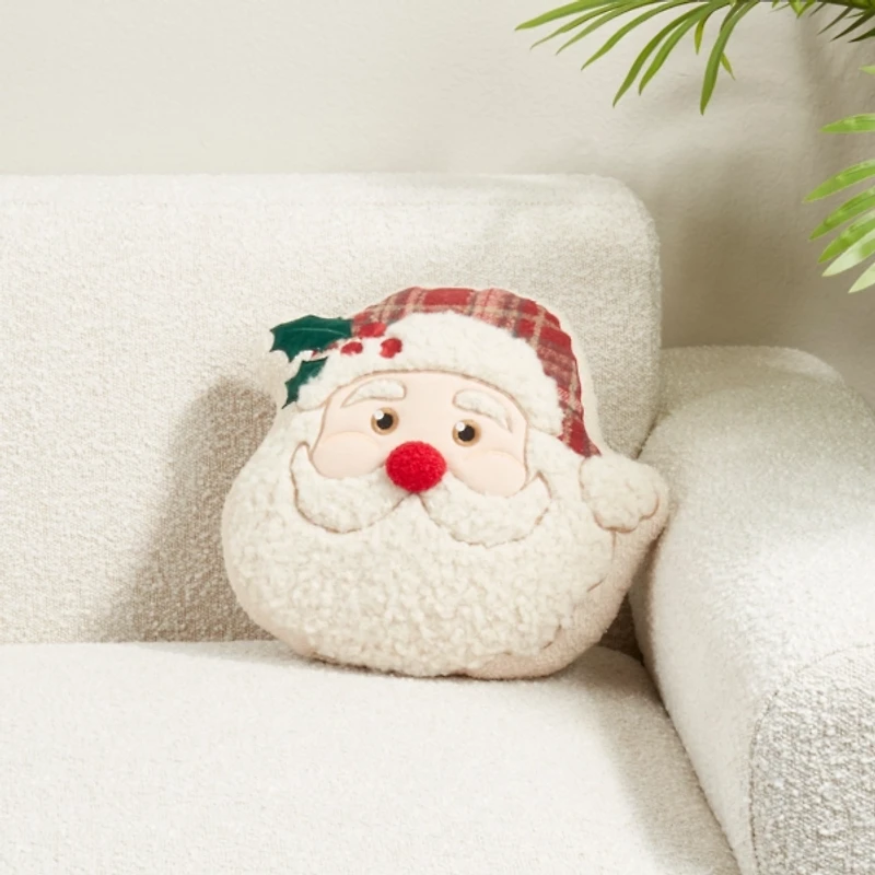 Sherpa Santa Claus Shaped Pillow