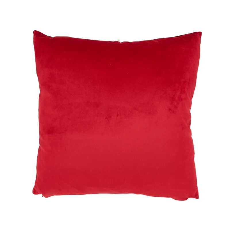 White Velvet Poinsettia Bells Pillow