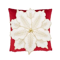 White Velvet Poinsettia Bells Pillow