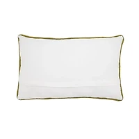 Holly Embroidered Christmas Lumbar Pillow