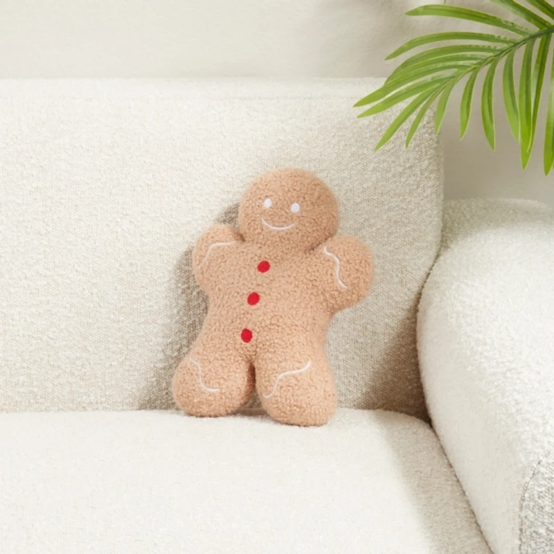 Boucle Gingerbread Man Shaped Pillow