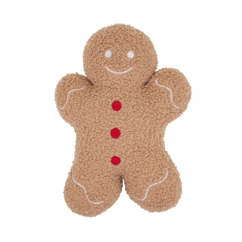 Boucle Gingerbread Man Shaped Pillow