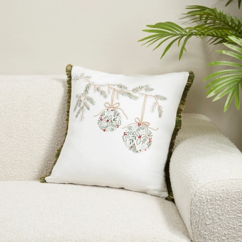 Hanging Holly Ornament Pillow