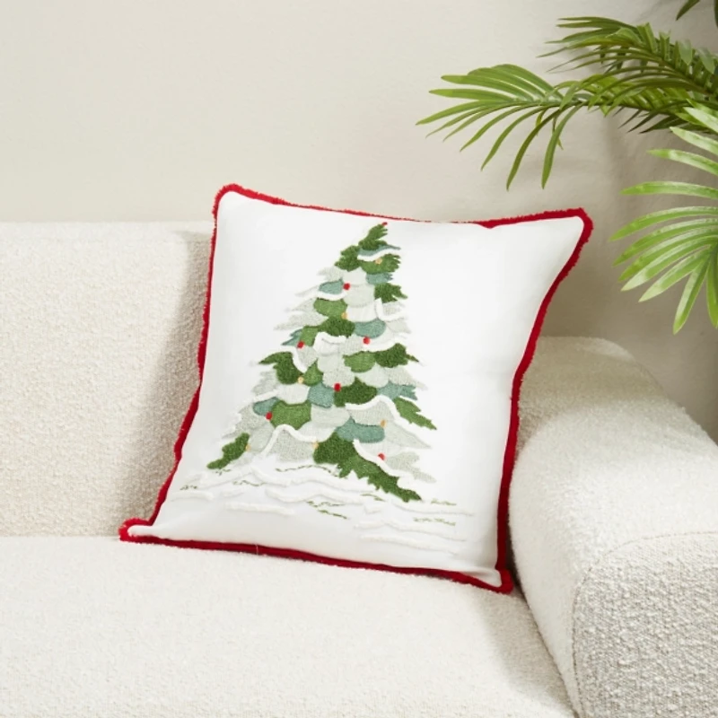 Embroidered Patch Christmas Tree Pillow