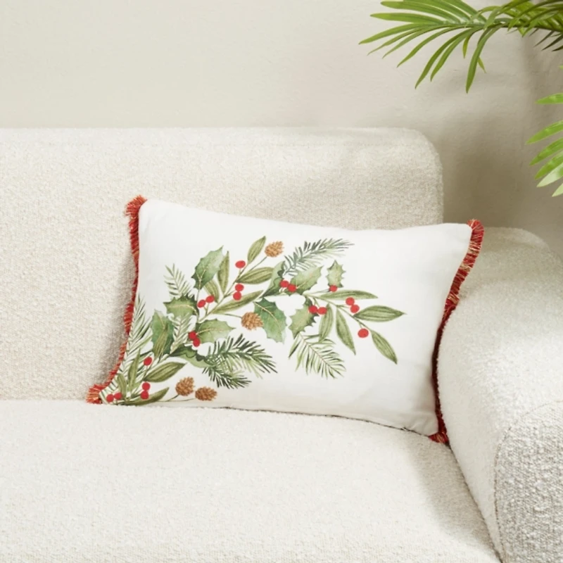 Holly Branch Lumbar Pillow