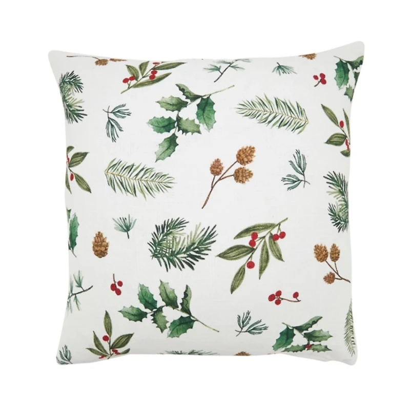 Holly and Pinecones Pillow