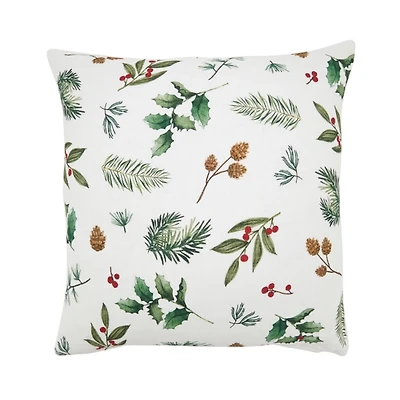 Holly and Pinecones Pillow