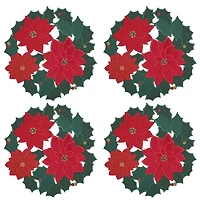 Winter Bloom Poinsettia Placemats, Set of 4