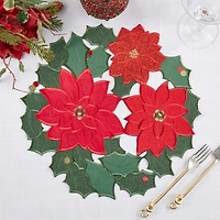 Winter Bloom Poinsettia Placemats, Set of 4