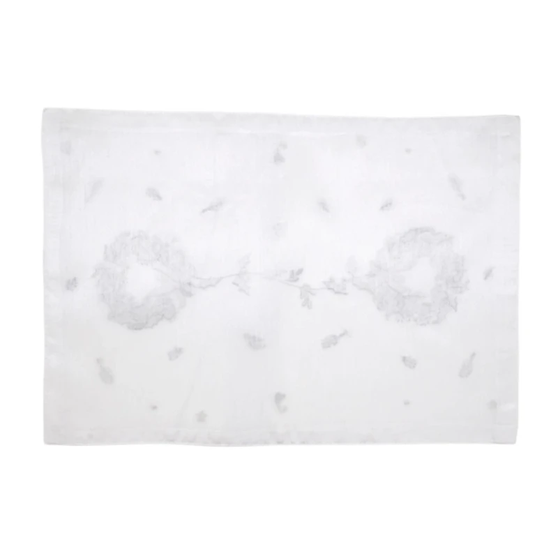 White Embroidered Wreath Placemats, Set of 4