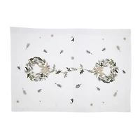 White Embroidered Wreath Placemats, Set of 4