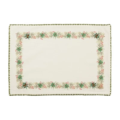 Holly Border Christmas Placemats, Set of 4
