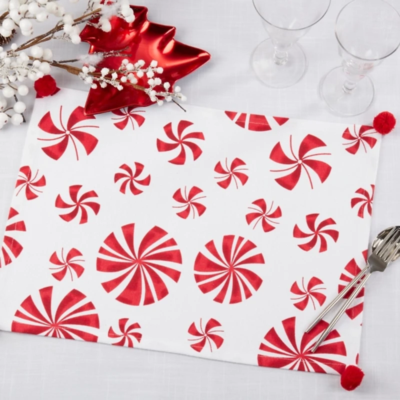Peppermint Christmas Placemats, Set of 4
