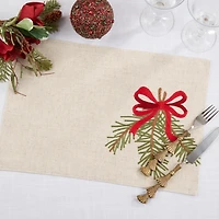 Linen Frosted Pine Christmas Placemats, Set of 4