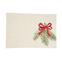 Linen Frosted Pine Christmas Placemats, Set of 4