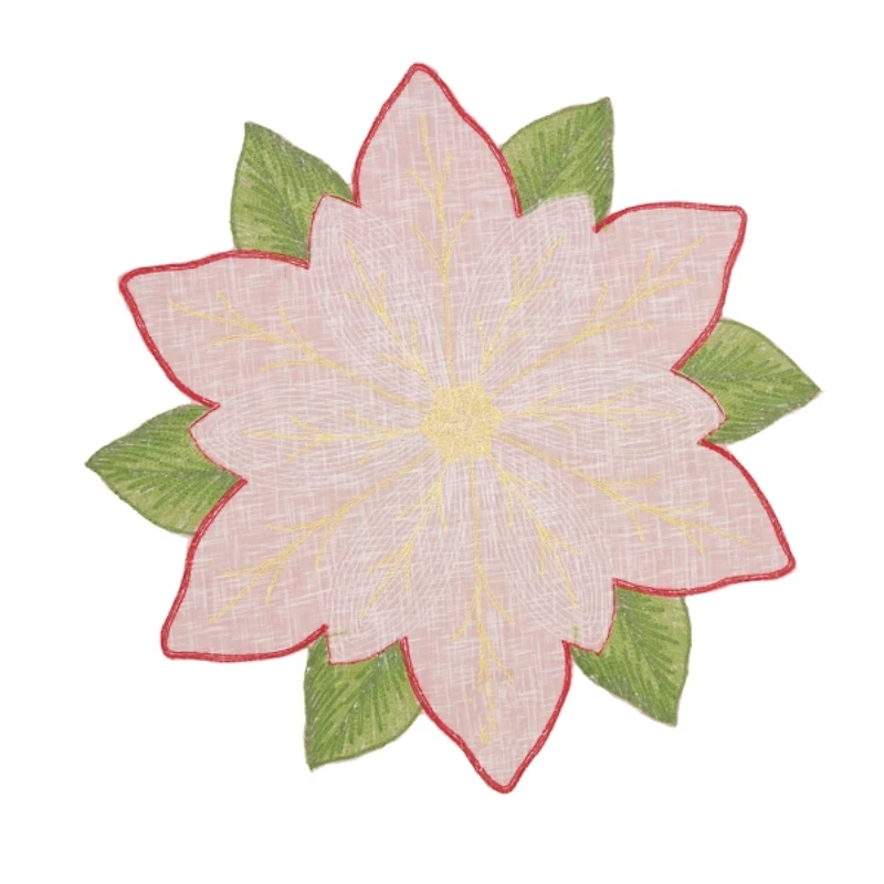 Winter Bloom Shaped Christmas Placemats, Set of 4