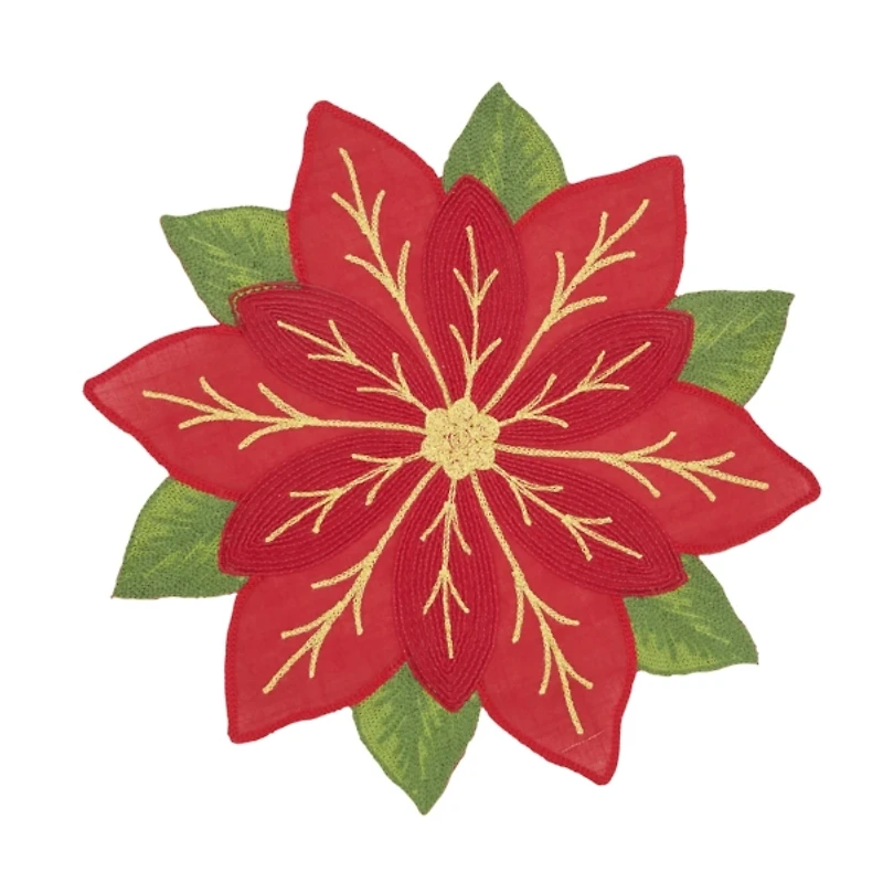 Winter Bloom Shaped Christmas Placemats, Set of 4