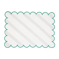 Red and Green Stripe Scalloped Placemats, Set of 4