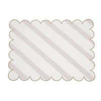 Red and Gold Stripe Scalloped Placemats, Set of 4