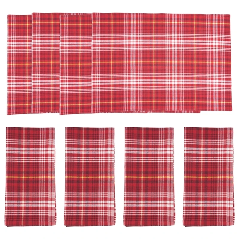 Red Rustic Plaid 8-pc. Napkin and Placemat Set
