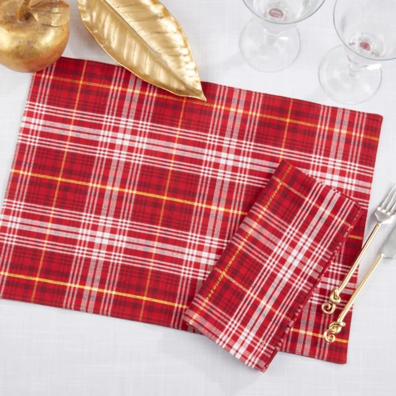 Red Rustic Plaid 8-pc. Napkin and Placemat Set