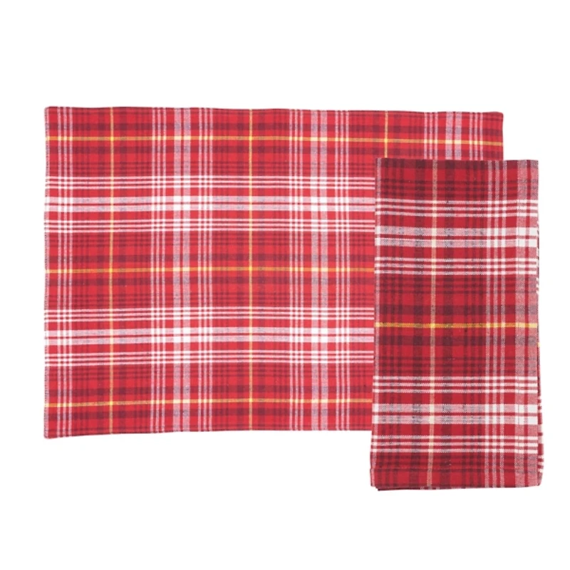 Red Rustic Plaid 8-pc. Napkin and Placemat Set