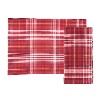 Red Rustic Plaid 8-pc. Napkin and Placemat Set