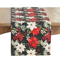 Poinsettias and Berries Christmas Table Runner