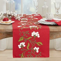 Red Mistletoe Christmas Table Runner