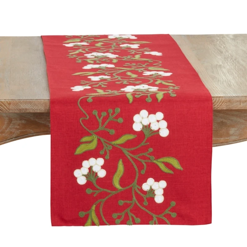 Red Mistletoe Christmas Table Runner