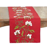 Red Mistletoe Christmas Table Runner