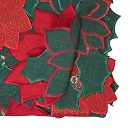 Poinsettia and Holly Cutout Christmas Table Runner