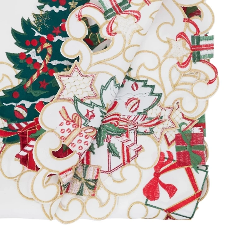 White Christmas Tree Shaped Edge Table Runner