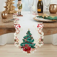 White Christmas Tree Shaped Edge Table Runner